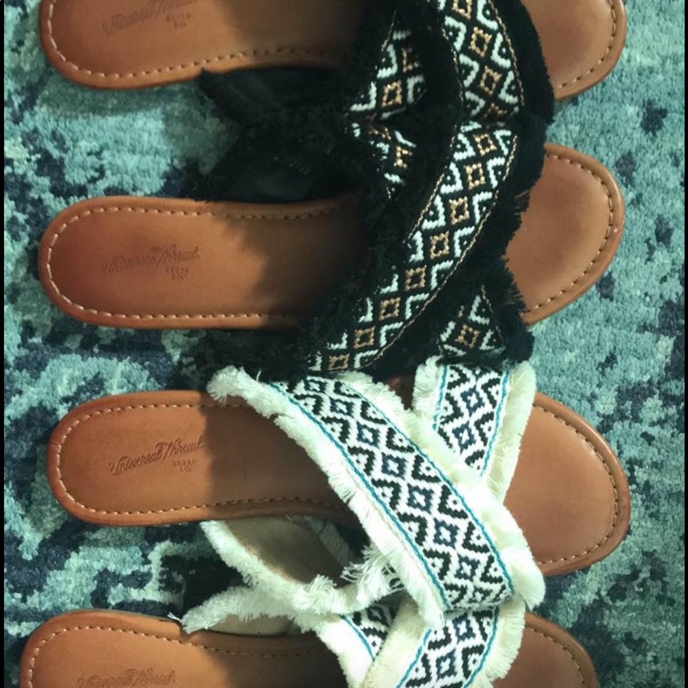 Two pairs of ADORABLE Universal Thread fringe sandals